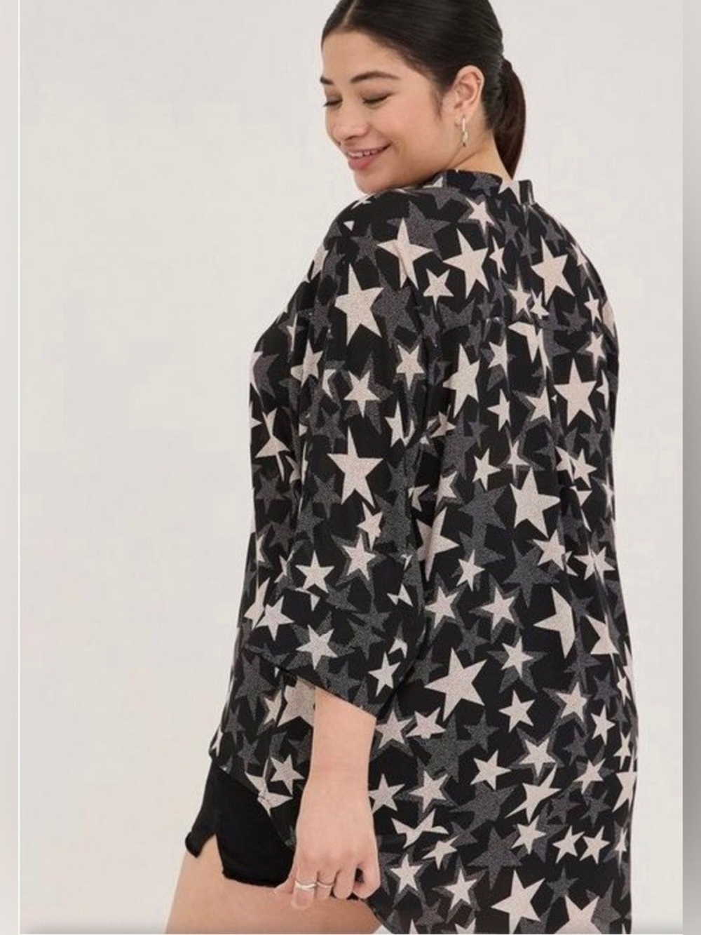 torrid Black Tunic Top with White Star Print